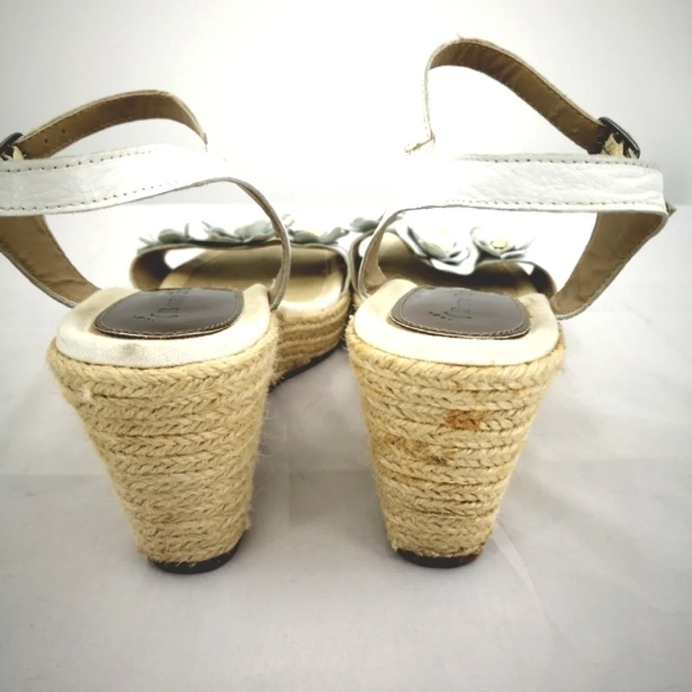 BareTraps Women's 9M Bling White Tease Espadrille Jute Wedge with Ankle Strap